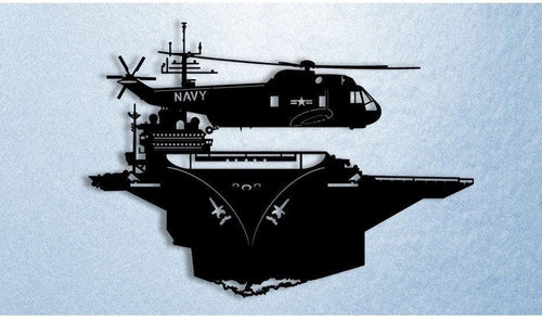 Sh3 Sea King Circling Carrier Metal Sign Cut Metal Sign Wall Decor - 8 inches - metal sign