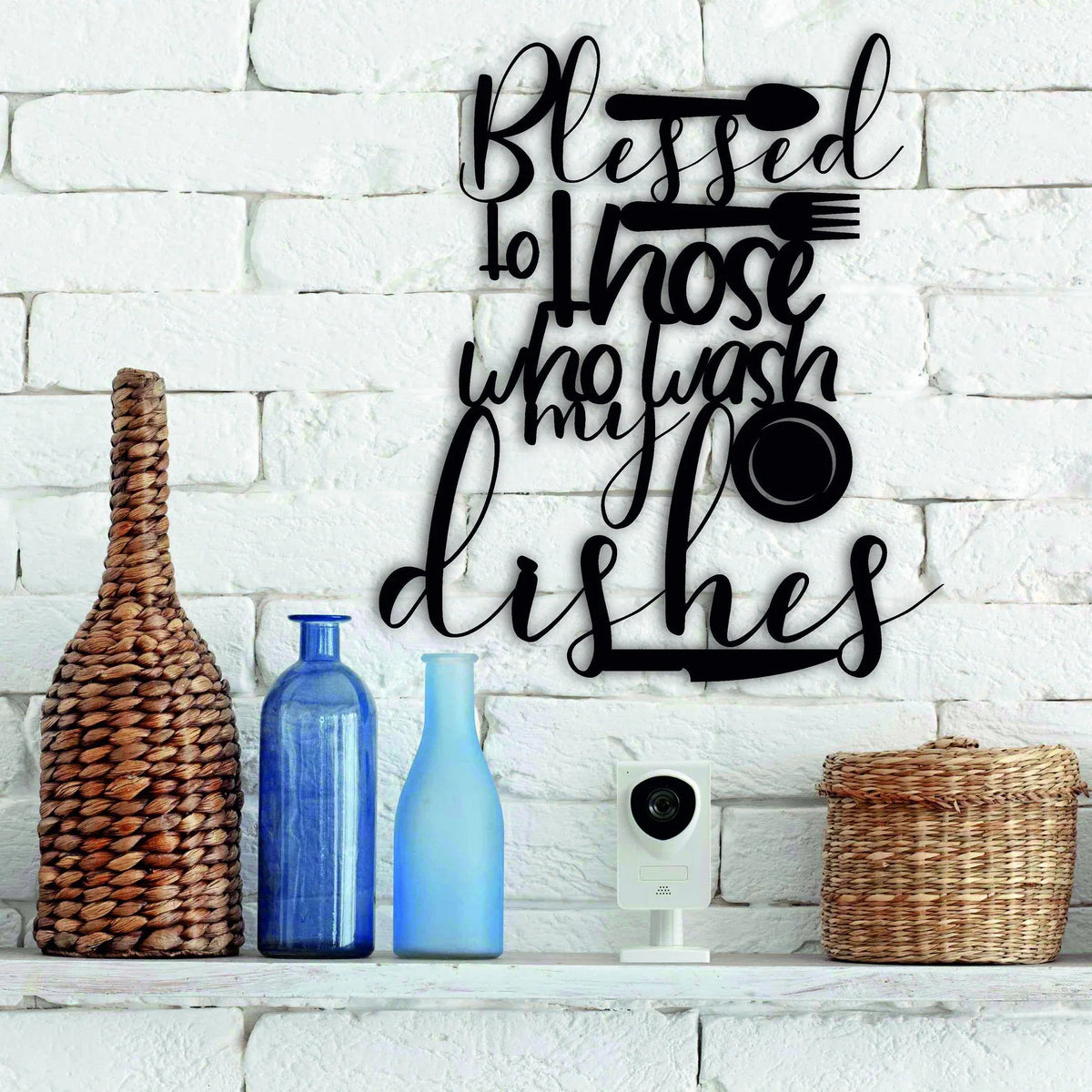 Blessed To Those Who Wash My Dishes Kitchen Wall Decor Housewarming Gift - 8 inches - metal sign