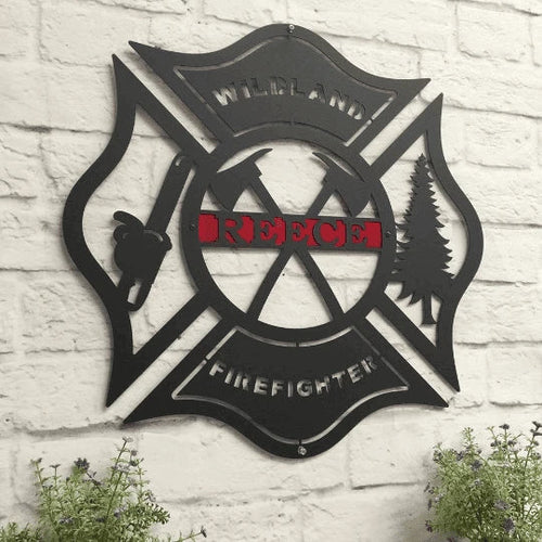 Wildland Firefighter Metal Maltese Sign Cut Metal Sign Metal House Sign - 8 inches - metal sign