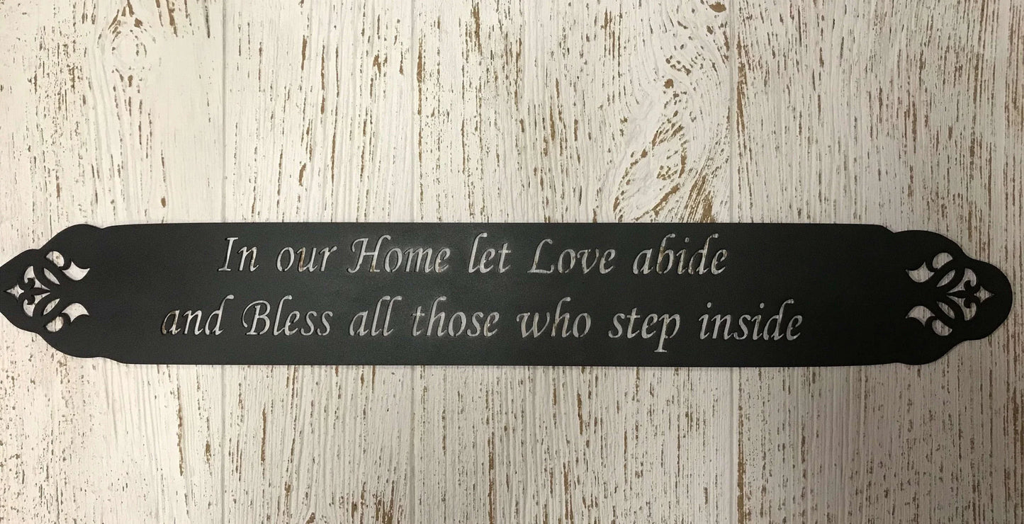Metal In Our Home Let Love Abide Plaque Metal House Sign - 8 inches - metal sign