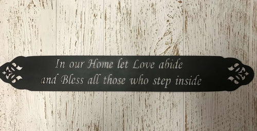 Metal In Our Home Let Love Abide Plaque Metal House Sign - 8 inches - metal sign