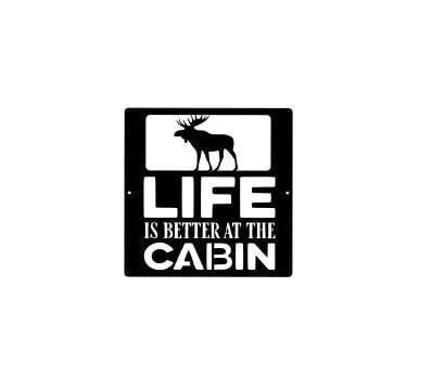 Moose Cabin Decor Cabin Sign Camp Sign Christmas Gift For Him Metal Name Sign Fathers Day - 8 inches - metal sign