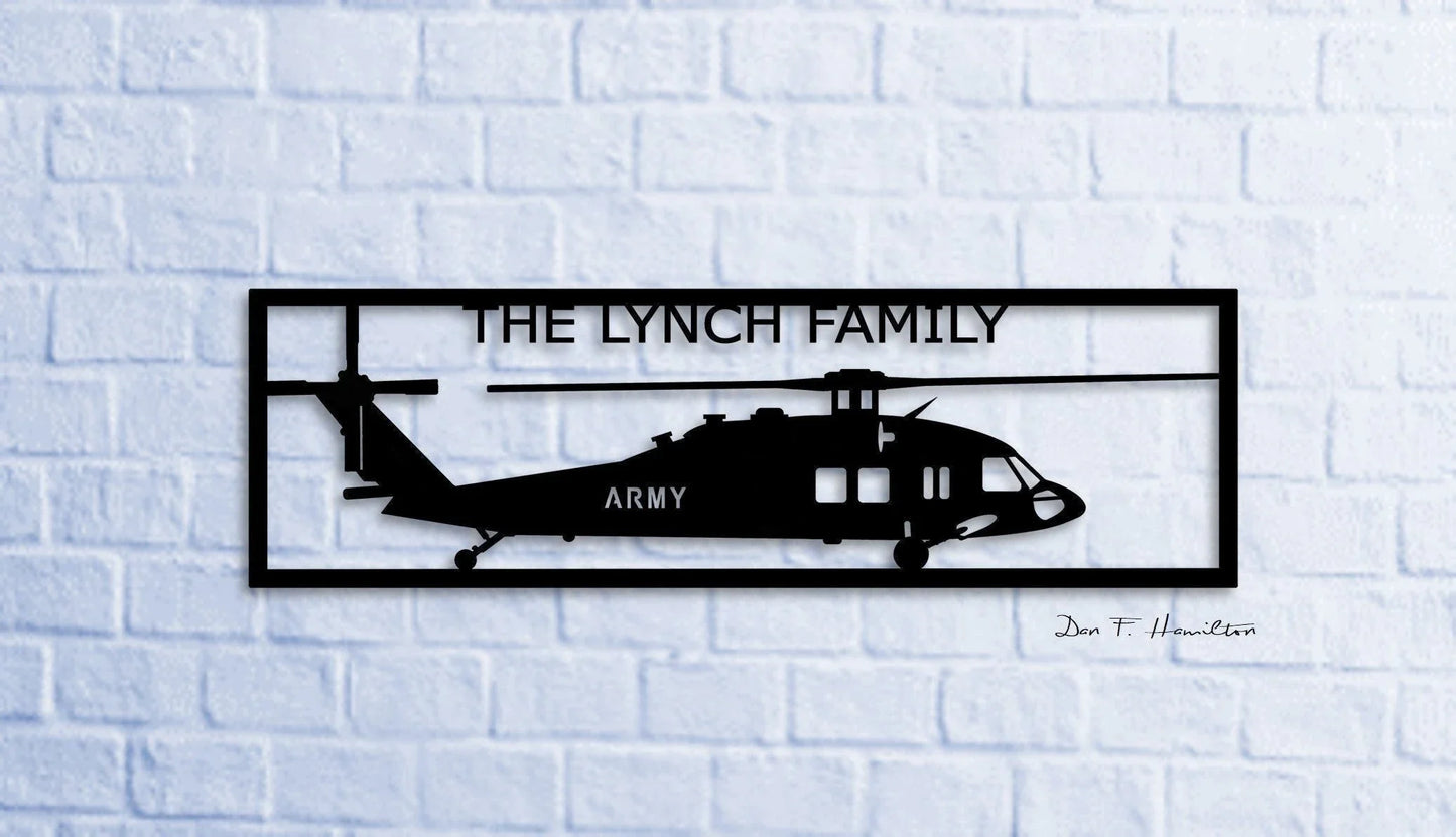 Uh60 Branches The Lynch Family Black Hawk Multirole Combat Helicopter Metal Sign Cut Metal Sign Wall Decor - 8 inches - metal sign