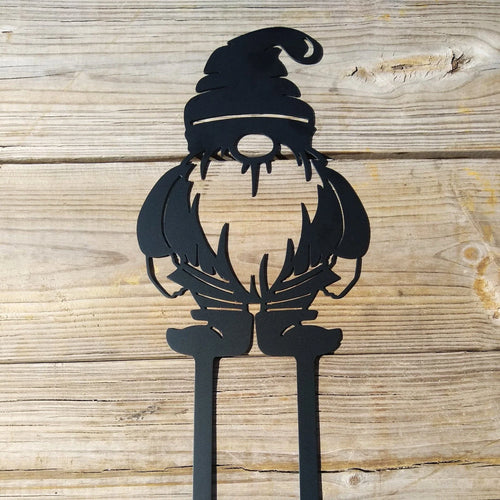 Gnome Metal Garden Sign Medium Cut Metal Sign Wall Metal Art - 8 inches - metal sign