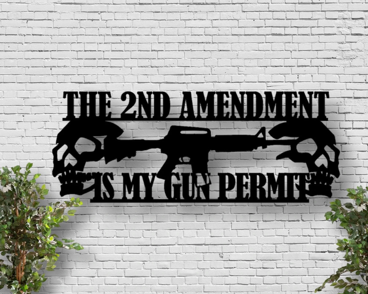Second Amendment Metal Sign Right To Bear Arms Sign Gun Permit Sign Fathers Day Gift Metal Sign Housewarming Second Amendment - 8 inches - metal sign