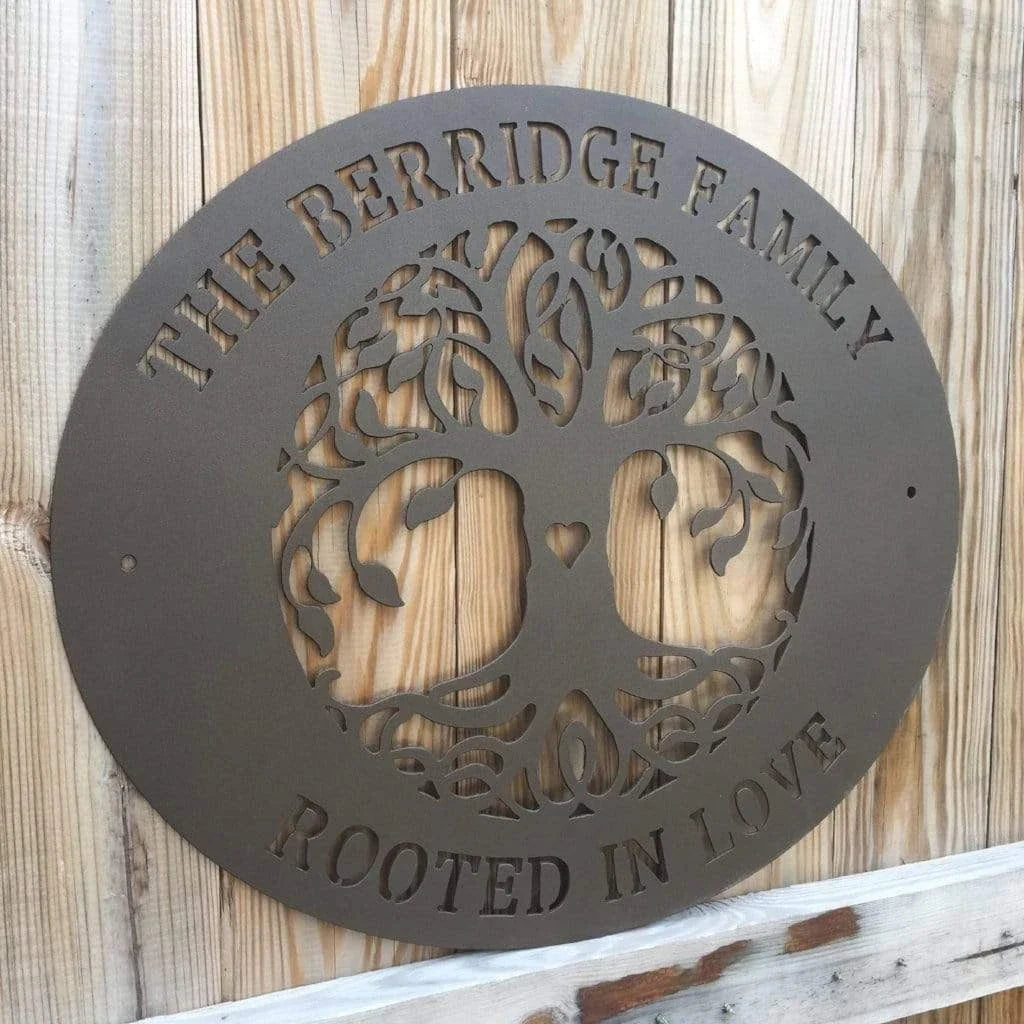 Rooted In Love Cut Metal Sign Metal House Sign - 8 inches - metal sign