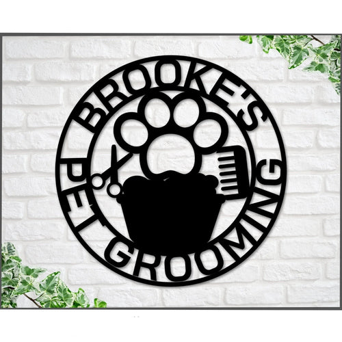 Pet Grooming Sign Pet Groomer Sign Dog Grooming Sign Grooming Business Sign Dog Grooming Service Pet Salon Gift For Pet Owner Business - 8 inches - metal sign