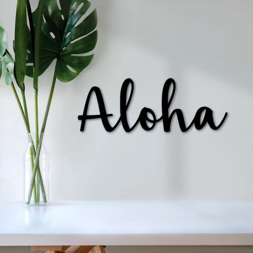 Aloha Metal Sign Wall Decor Entryway Sign Beach Art Hawaii Decor Metal Aloha Sign Hawaiian Gift Metal Word Art From Hawaii - 8 inches - metal sign