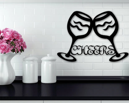 Cheers Sign Cheers Metal Word Art Cheers Bar Sign Cheers Porch Decor Cheers Welcome Sign Bar Sign For Home Bar Decor Wine - 8 inches - metal sign