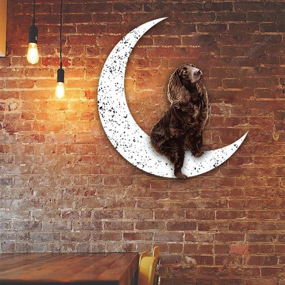 Dog Metal Sign Boykin Spaniel Sit On The Moon Dog Wall Sign Gift for Dog Lover - 8 inches - metal sign