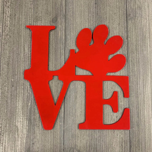 Love Paw Metal Sign Cutout Cut Metal Sign Wall Metal Art - 8 inches - metal sign