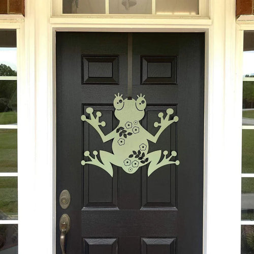 Floral Tree Frog Door Hanger Cut Metal Sign Metal House Sign - 8 inches - metal sign