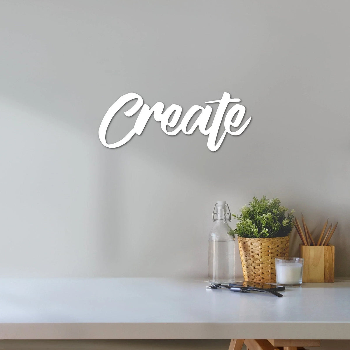 Create Sign Word Wall Decor Create Word Wall Hanging Metal Create Sign Words For The Wall Script Wall Words - 8 inches - metal sign