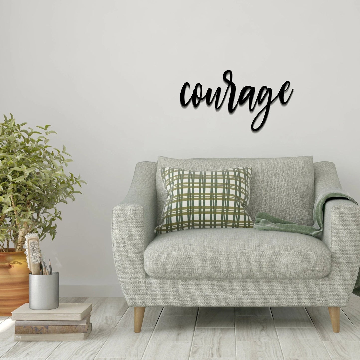 Courage Word Courage Metal Wall Decor Courage Metal Sign For Home Inspirational Word Wall Art - 8 inches - metal sign