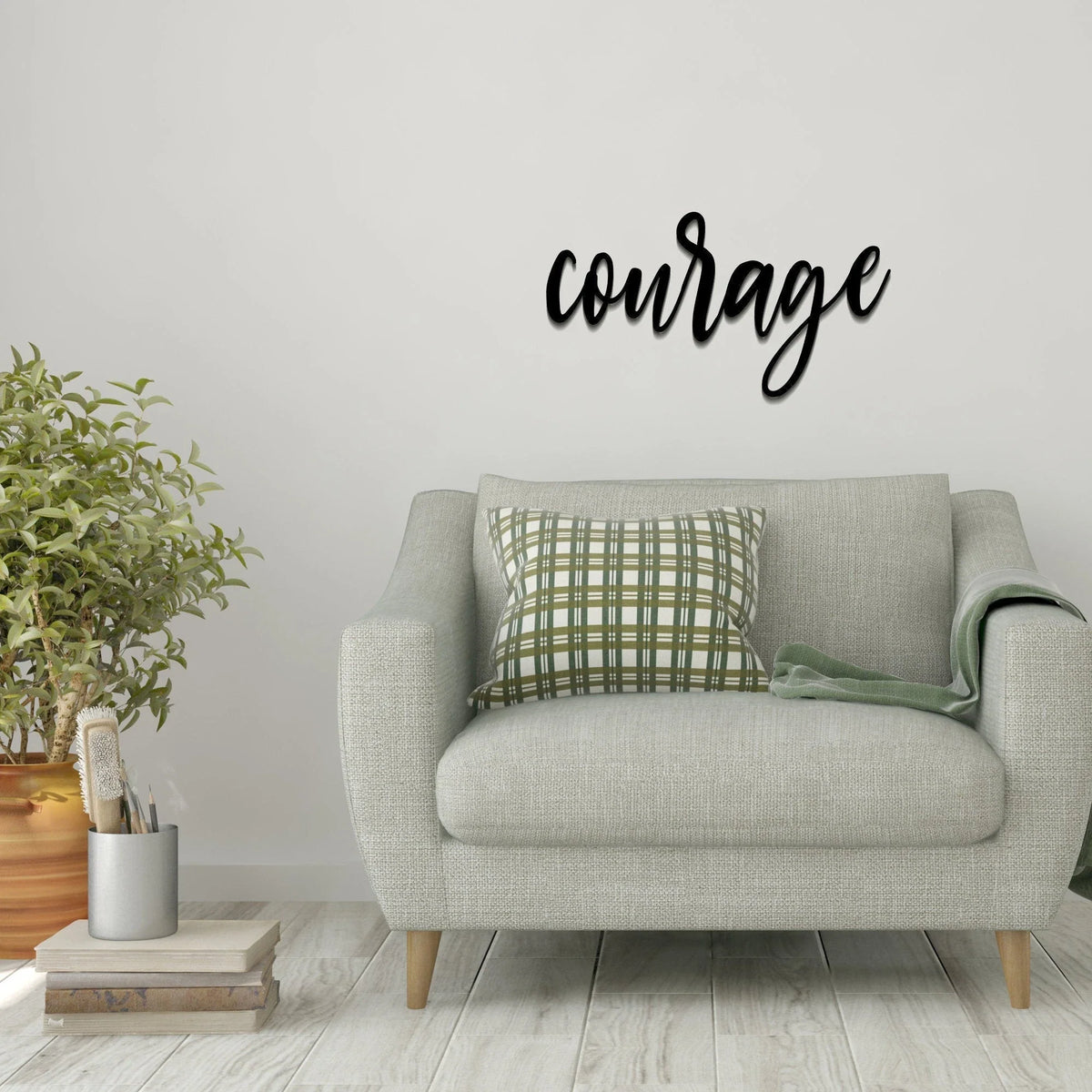 Courage Word Courage Metal Wall Decor Courage Metal Sign For Home Inspirational Word Wall Art - 8 inches - metal sign