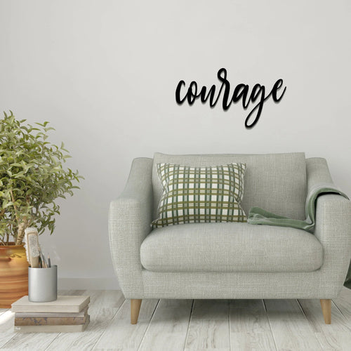 Courage Word Courage Metal Wall Decor Courage Metal Sign For Home Inspirational Word Wall Art - 8 inches - metal sign