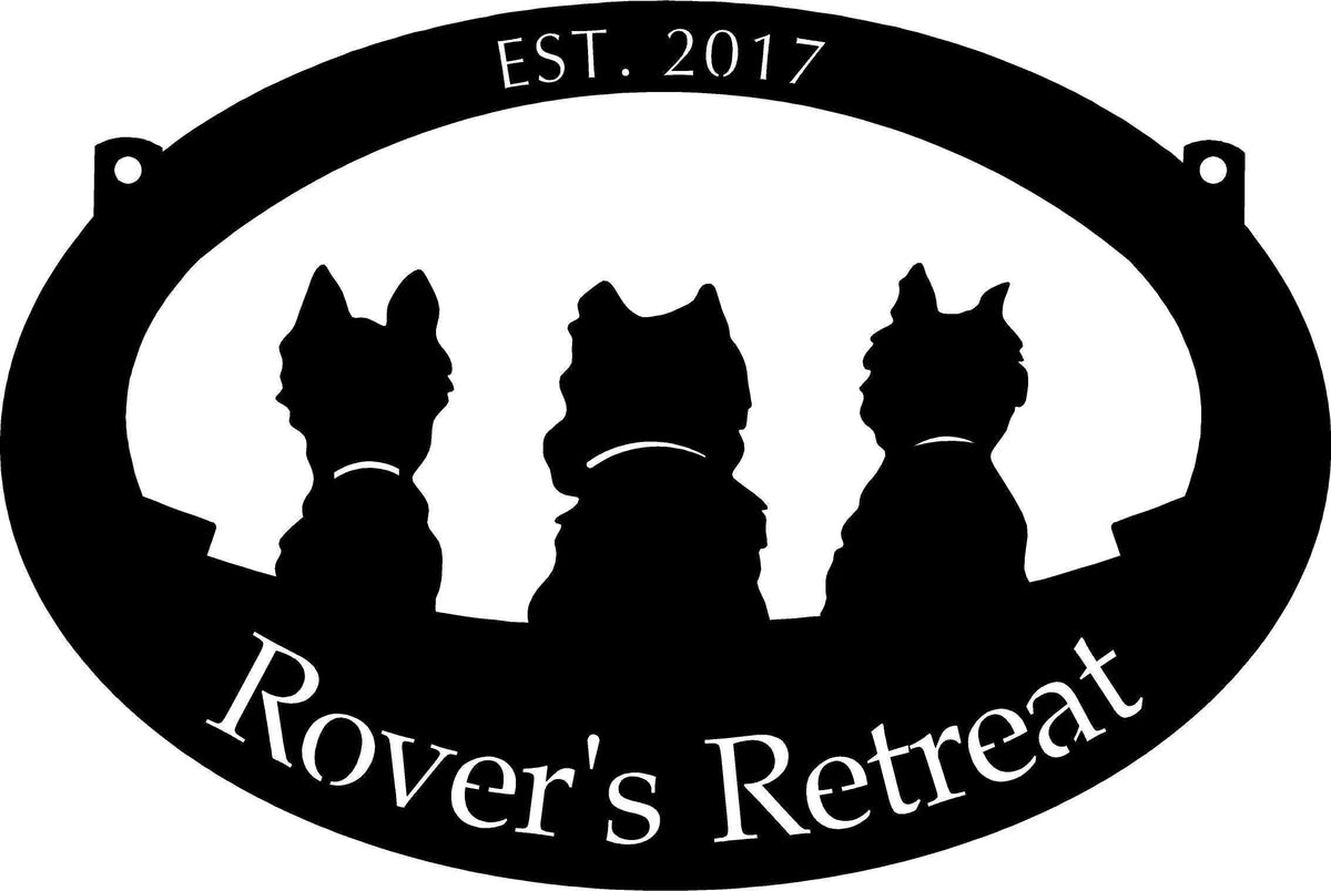 Metal Sign With Adorable Dog Silhouettes Metal House Sign - 8 inches - metal sign