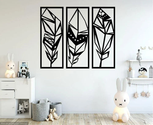 Three Piece Feathers 3 Piece Metal Feather Decor - 8 inches - metal sign