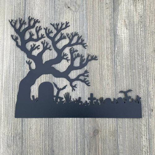 Graveyard Metal Sign Cutout Cut Metal Sign Wall Metal Art - 8 inches - metal sign