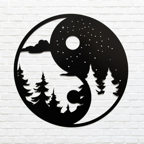 Yin Yang Metal Wall Decor Yin Yang Cut Metal Sign - 8 inches - metal sign