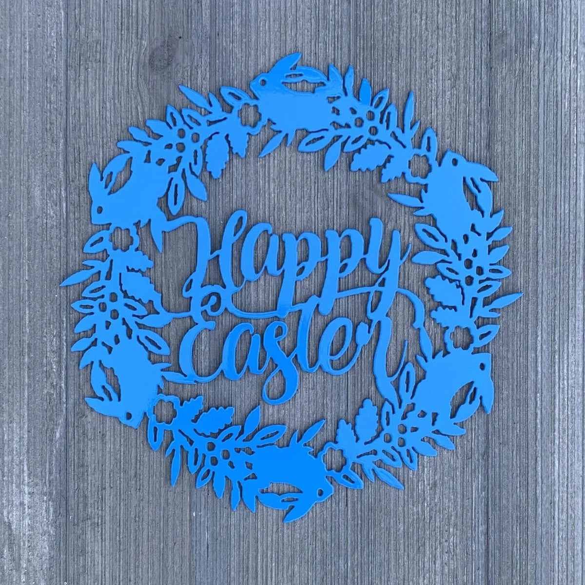 Happy Easter Wreath Metal Sign Cutout Cut Metal Sign Wall Metal Art - 8 inches - metal sign