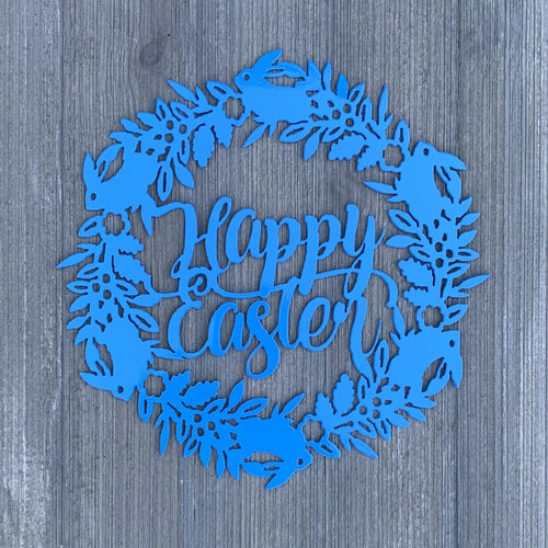 Happy Easter Wreath Metal Sign Cutout Cut Metal Sign Wall Metal Art - 8 inches - metal sign