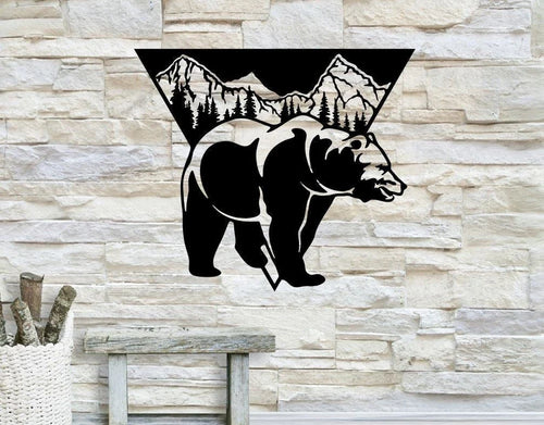 Mountain Bear Metal Mountain Mountain Bear Metal Wall Decor - 8 inches - metal sign