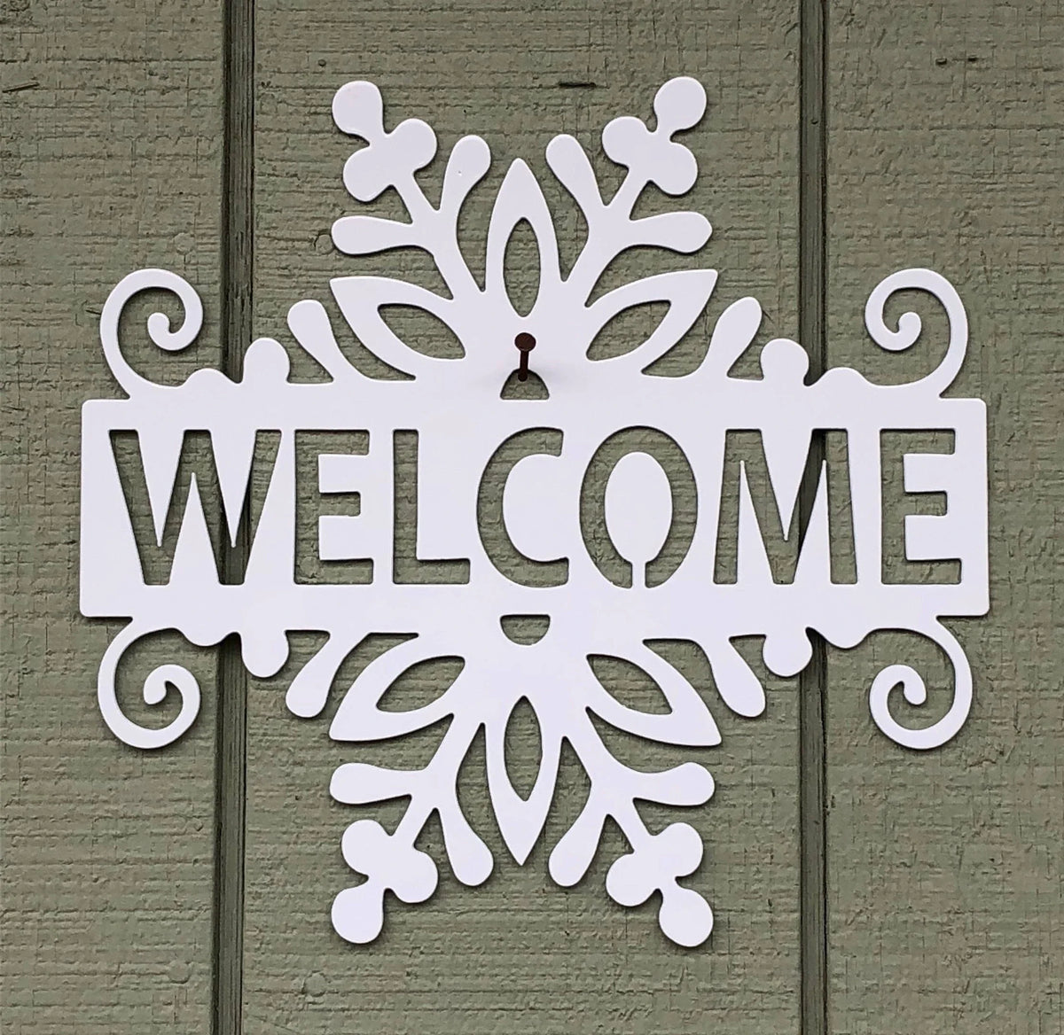 Welcome Snowflake Metal Sign Cut Metal Sign Wall Metal Sign - 8 inches - metal sign