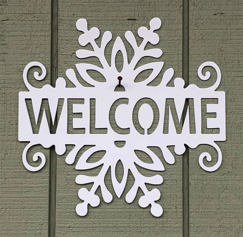 Welcome Snowflake Metal Sign Cut Metal Sign Wall Metal Sign - 8 inches - metal sign