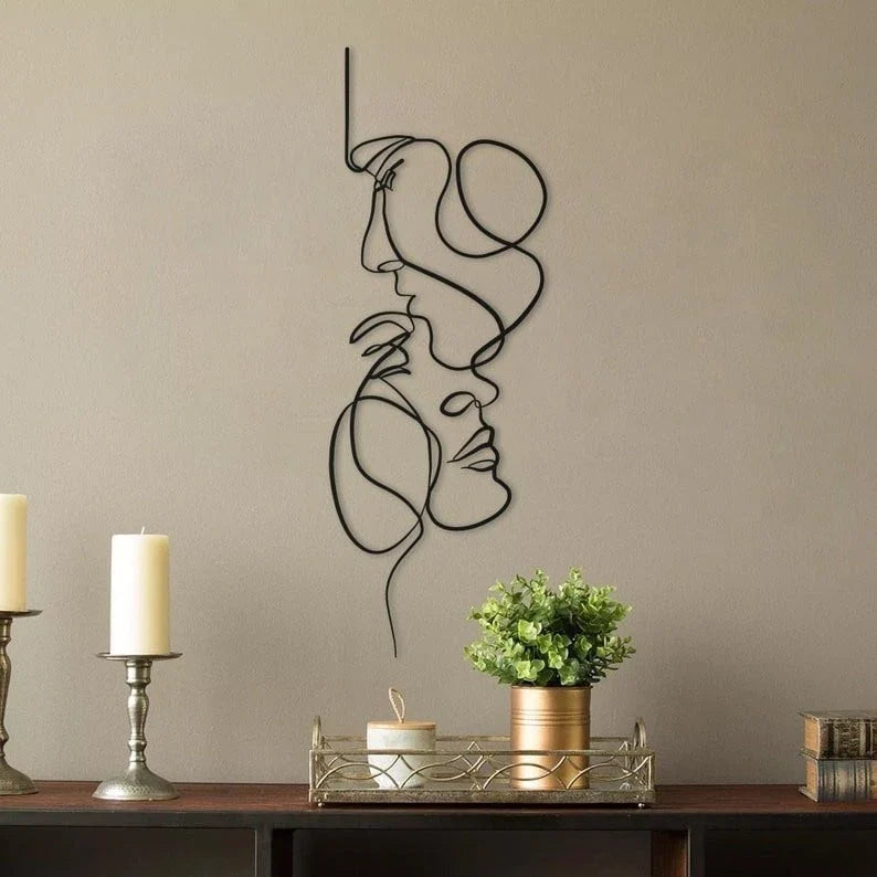 Love line art Woman Line Art Metal Wall Decor Black Metal Art Outdoor Metal Art Woman Face Art Sign - 8 inches - metal sign