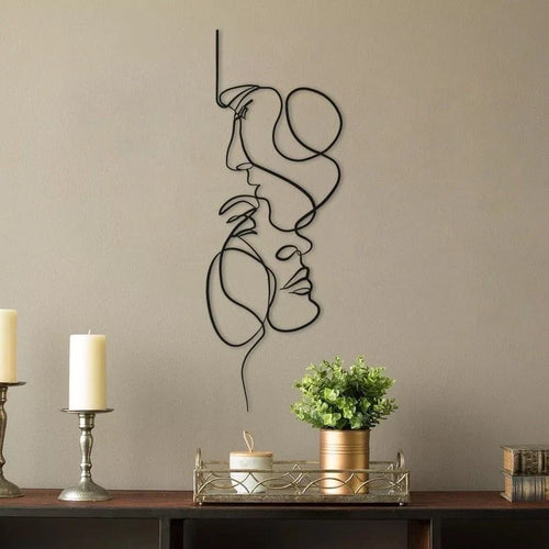 Love line art Woman Line Art Metal Wall Decor Black Metal Art Outdoor Metal Art Woman Face Art Sign - 8 inches - metal sign