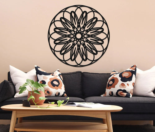 Geometric Metal Flower Wall Decor Geometric Art Geometric Flower Sign Metal Wall Decor Nature Decoration Wall Hangings - 8 inches - metal sign