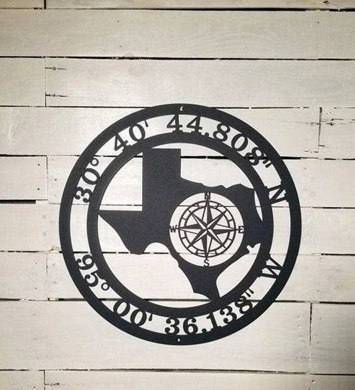 Texas Metal Sign Gps Compass Rose Cut Metal Sign Metal House Sign - 8 inches - metal sign