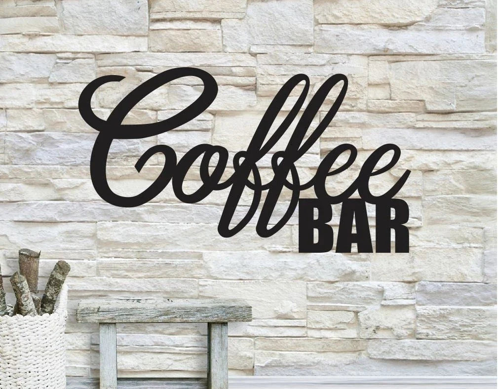 Coffee Bar Coffee Wall Decor Metal Wall Decor Coffee Bar Words Wall Art - 8 inches - metal sign