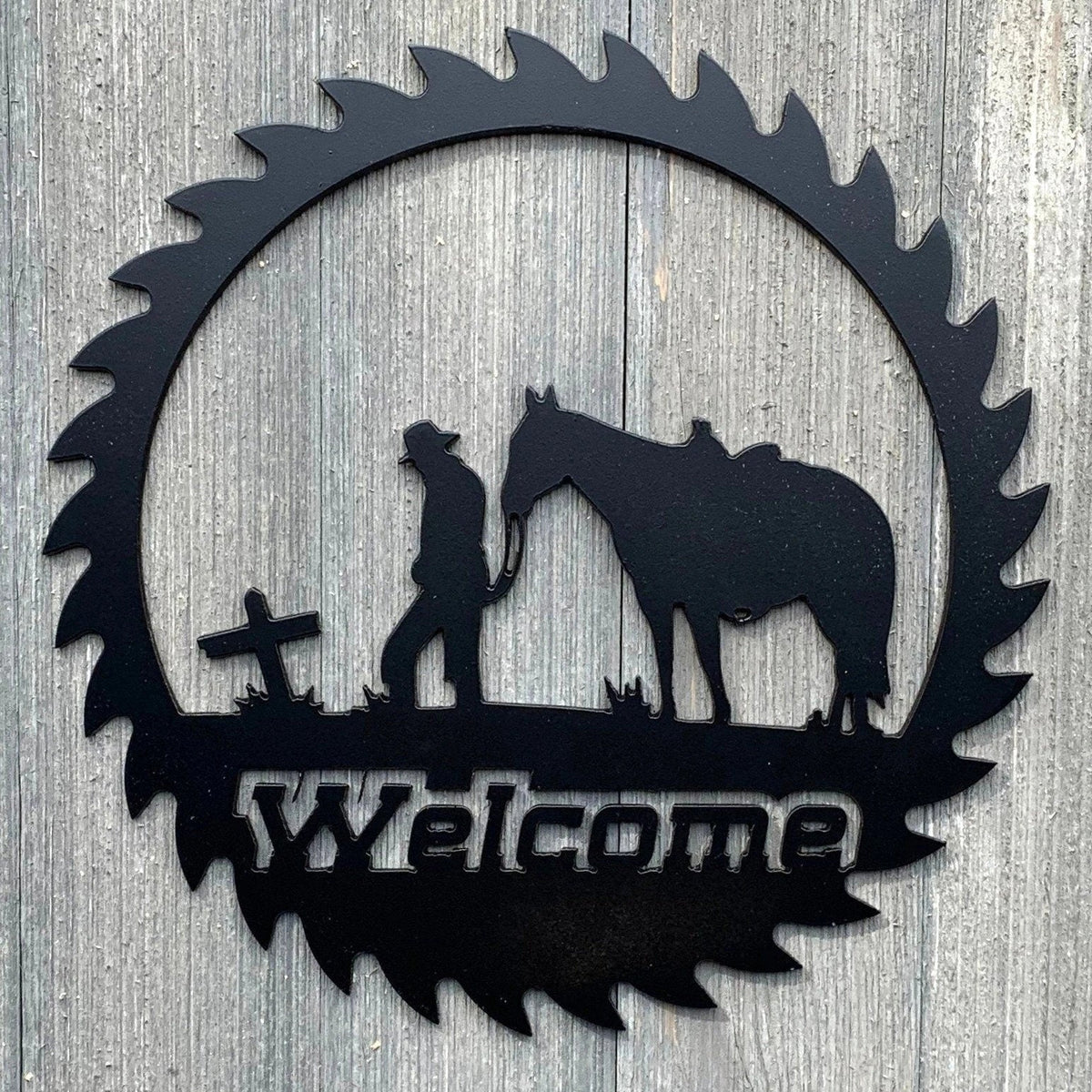 Praying Cowboy Metal Sign Cutout Cut Metal Sign Wall Metal Art - 8 inches - metal sign