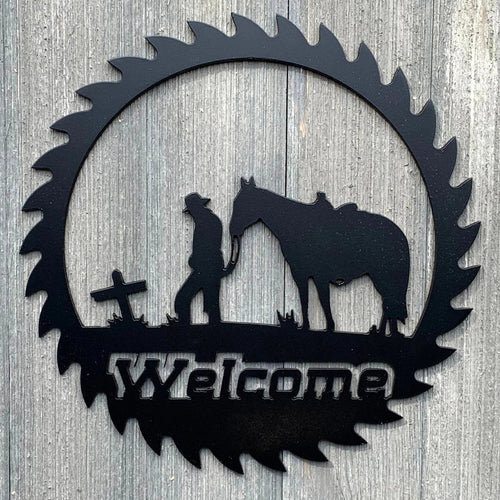 Praying Cowboy Metal Sign Cutout Cut Metal Sign Wall Metal Art - 8 inches - metal sign