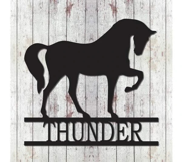 Horse Nameplate Metal Silhouette Cut Metal Sign - 8 inches - metal sign