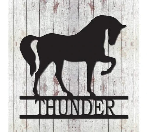 Horse Nameplate Metal Silhouette Cut Metal Sign - 8 inches - metal sign