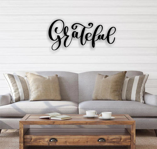 Grateful Metal Wall Sign Entryway Decor Bathroom Wall Decor Living Room Decor Kitchen Decor Thanksgiving - 8 inches - metal sign