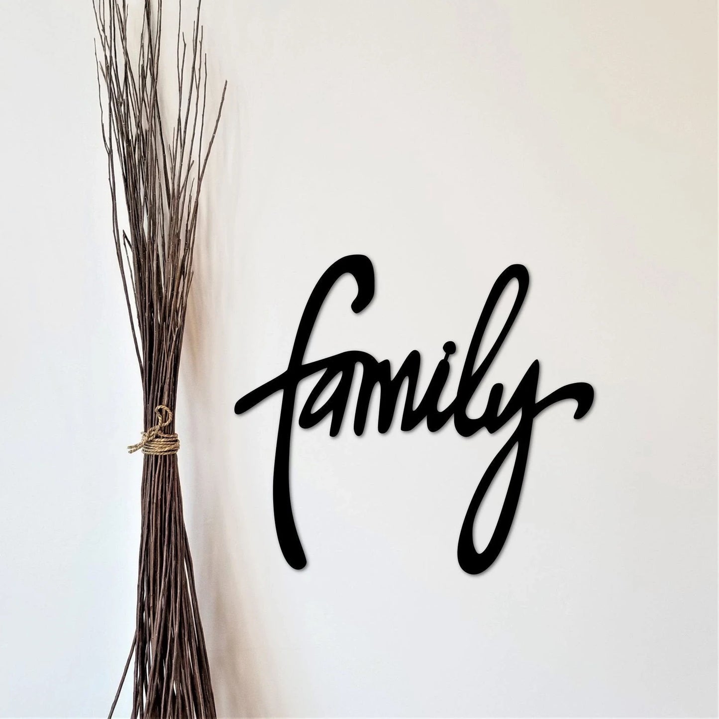 Family Sign Metal Family Sign Family Metal Word Art Living And Family Room Decor Housewarming Gift Modern Family Script Word - 8 inches - metal sign