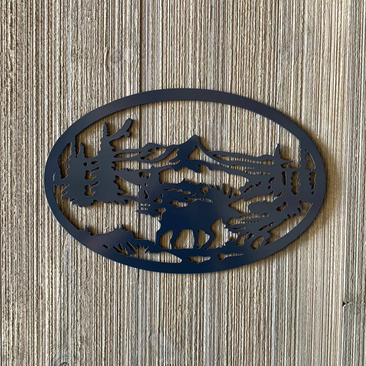 Moose Scene Metal Sign Cutout Cut Metal Sign Wall Metal Art - 8 inches - metal sign