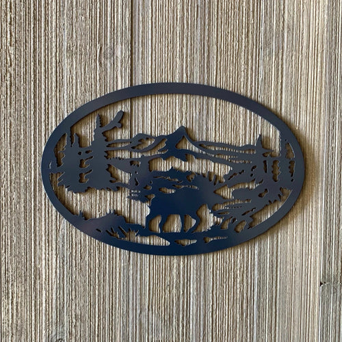 Moose Scene Metal Sign Cutout Cut Metal Sign Wall Metal Art - 8 inches - metal sign