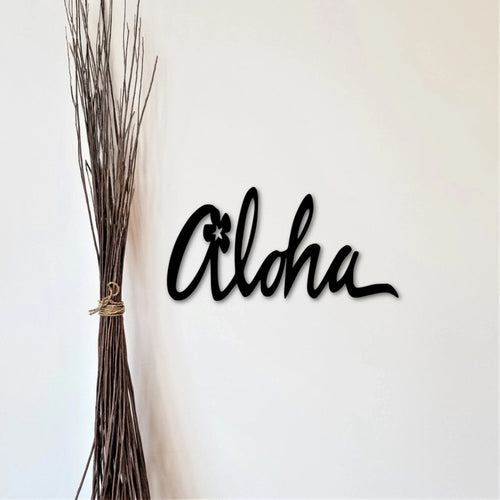 Metal Aloha Sign With Flower Hawaiian Decor Hawaii Art Beach Sign Tropical Decor Live Aloha Cutout Ocean Decor - 8 inches - metal sign