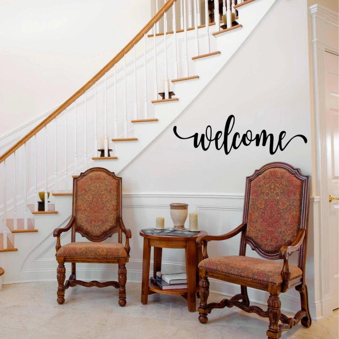 Welcome Script Cut Metal Sign Wall Decor Metal Sign Metal Art - 8 inches - metal sign