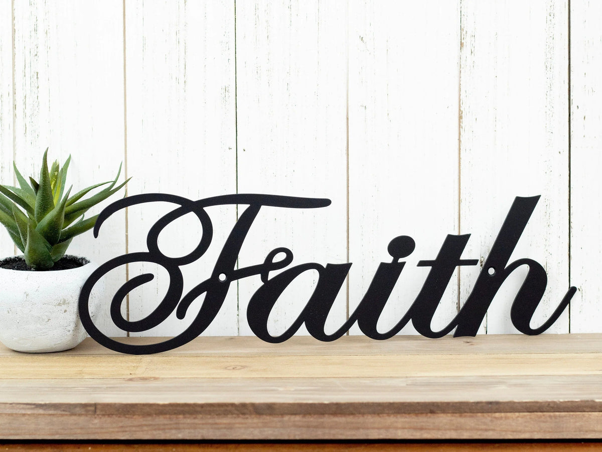 Faith 14. X 4.faith Sign Spiritual Religious Inspirational Metal Sign Wall Decor - 8 inches - metal sign