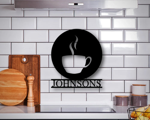 Kitchen Coffee Signs Coffee Metal Sign Last Name Sign Coffee Sign Coffee Bar Sign Sign Coffee Coffee Metal Decor Coffee Metal Wallart - 8 inches - metal sign