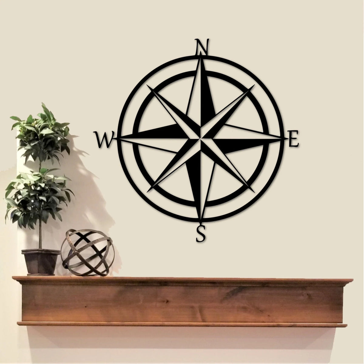 Nautical Compass Rose Compass Metal Sign Nautical Wall Decor Beach Travel Explore Decor Gifts Direction - 8 inches - metal sign