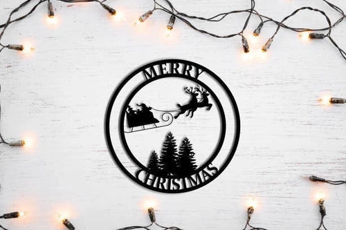 Metal Santa Sleigh With Reindeer Metal Sign Christmas Decoration Xmas Decoration Holiday Decoration Christmas - 8 inches - metal sign