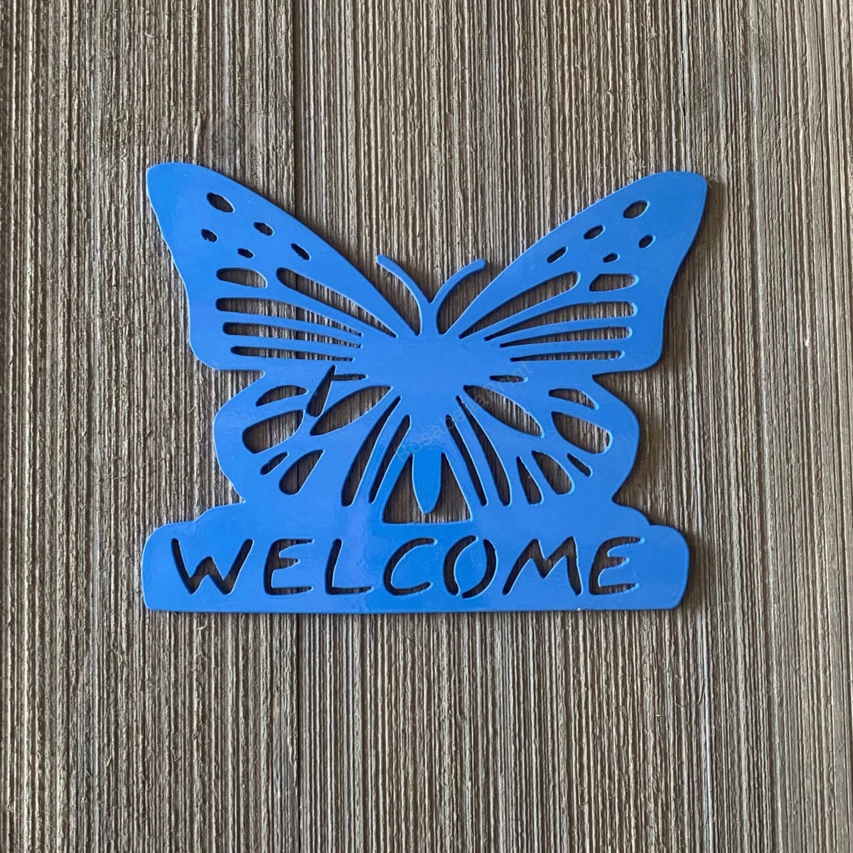Butterfly Welcome Metal Sign Cutout Cut Metal Sign Wall Metal Art - 8 inches - metal sign