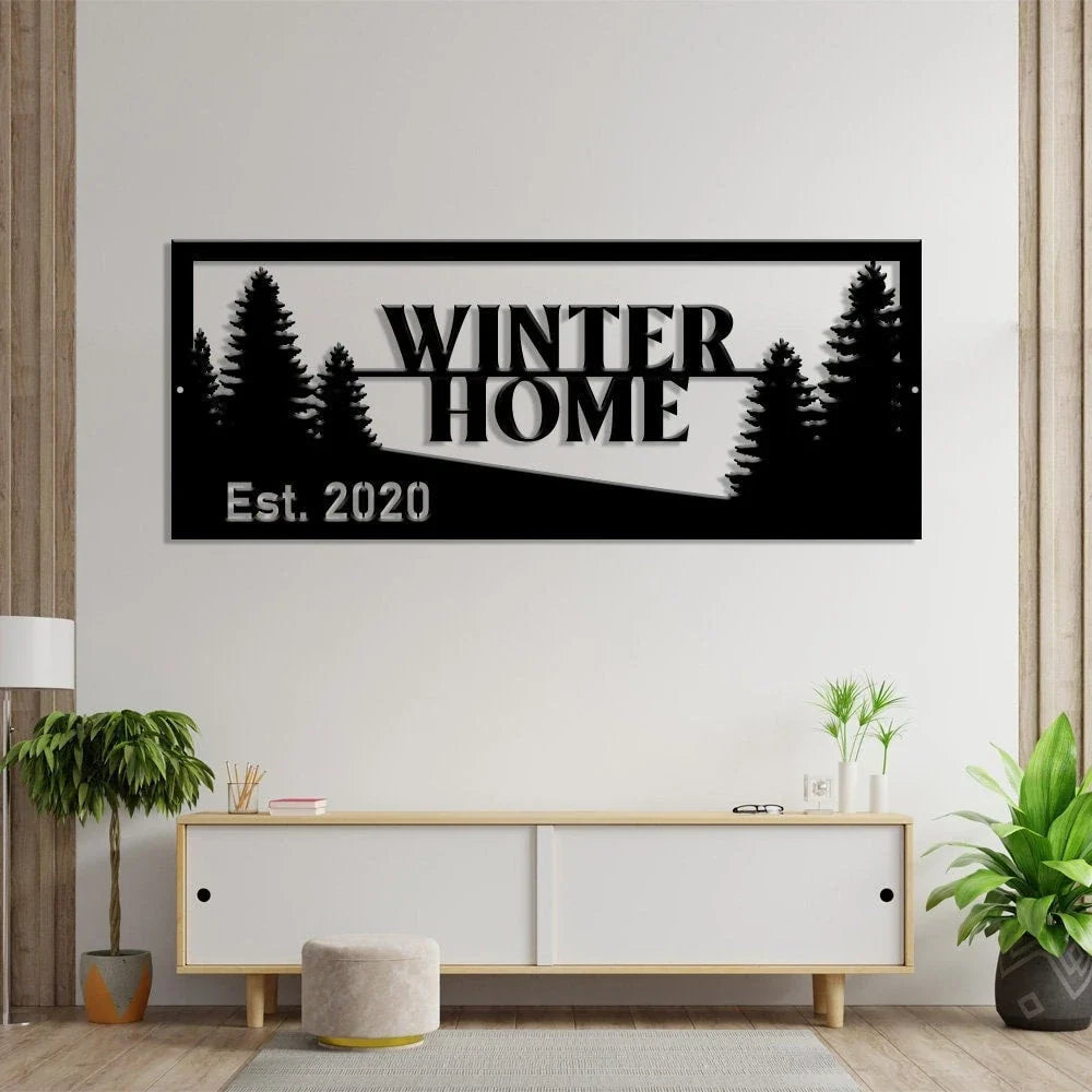 Winter Tree Sign Tree Sign Metal Tree Sign Home Sign Established Year Winter Decoration Tree Signs - 8 inches - metal sign